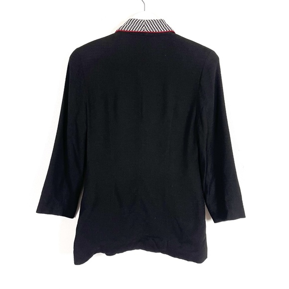 Black Fitted Blazer with Checkered Collar and Buttons - Picture 5 of 8